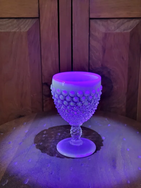 Opalescent Hobnail Goblet - Blue White Opal Glass - Picture 9 of 10